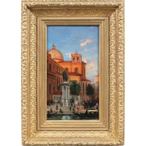 Pittore veneziano (datato 1892) - Venezia, veduta del campo SS. Giovanni e Paolo.