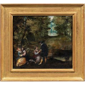 Lodewijk Toeput, detto Ludovico Pozzoserrato (XVI) - Incontro fra dame e cavalieri.