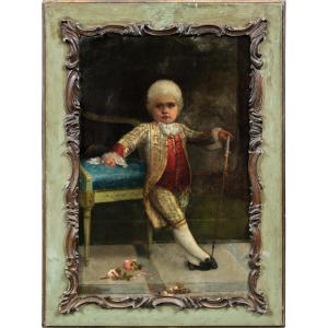 Pittore italiano (attivo nel XIX-XX sec.) - Ritratto di bambino aristocratico.