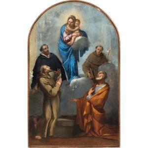 Giulio Carpioni (Venezia 1613 - Vicenza 1678) - Madonna con Bambino tra i santi.
