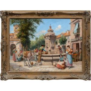 Arthur Trevor Haddon (Londra 1864 – Cambridge 1941) - Venezia, gruppo di giovani alla fontana.