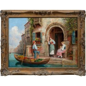 Arthur Trevor Haddon (Londra 1864 – Cambridge 1941) - Venezia, fruttivendolo in Canal Grande.