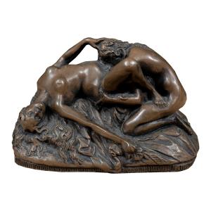 Sculturina in bronzo patinato - Scena erotica. J. M. Lambeaux (1852-1908).