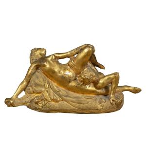 Sculturina in bronzo dorato - Scena erotica. Francia, fine XIX secolo.