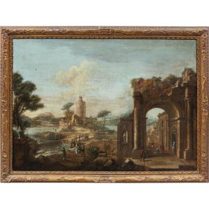 Francesco Battaglioli (Modena 1710 ca. - Venezia post 1796) - Capriccio architettonico.