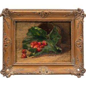 Octave Cartel (Belgio, 1884 - 1944) - Natura morta di fragole.