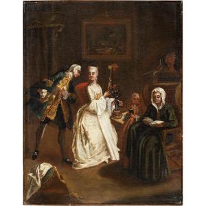 Bottega di Pietro Longhi (Venezia 1702-Venezia 1785) - La dichiarazione d'amore.
