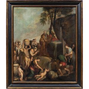 Bottega di Giulio Carpioni (Venezia 1613 - Vicenza 1678) - Mosè fa scaturire l'acqua dalla rocc