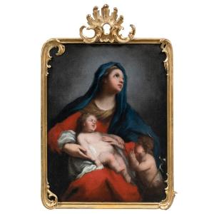 Jacopo Amigoni (Venezia 1682 - Madrid 1752) - Madonna con Bambino e San Giovannino.