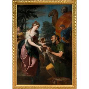 Gregorio Lazzarini (Venezia 1655 - Villabona Veronese 1730) - Rebecca ed Eleazaro al pozzo.