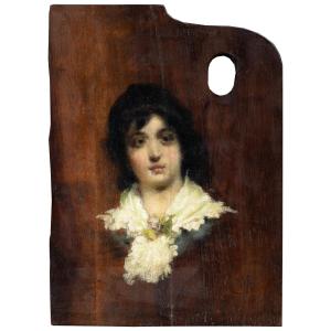 Attribuito a Mosè Bianchi (Monza 1840 - Monza 1904) - Ritratto di fanciulla.