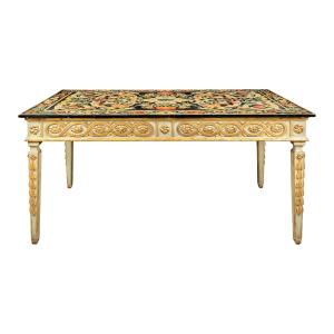 Italian Carved, Lacquered And Painted Writing Table. Italy, 19th–20th Century.