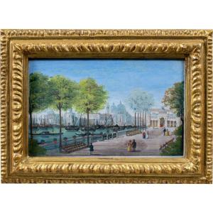 Pittore veneziano (XIX sec.) - Venezia, veduta dei Giardini Reali con la Coffee House.