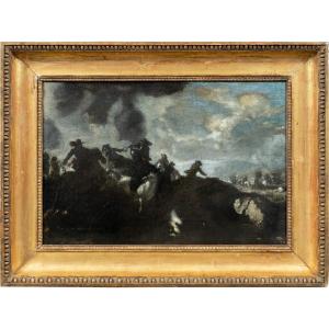 Cerchia di Jacques Courtois, detto il Borgognone (XVII sec.) - Battaglia cavalleresca.