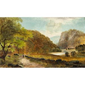 Pittore inglese (XIX sec.) - Camminata lungo il sentiero.