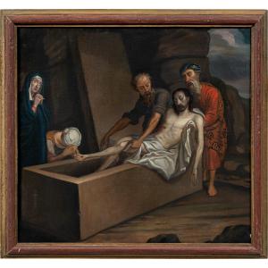 Pittore italiano (XVII secolo) - Deposizione nel sepolcro.