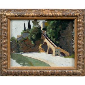Ottone Zorlini (Treviso 1891 - San Paolo 1967) - Paesaggio con scalinata.
