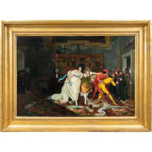 Vincenzo Colleoni (Attivo a Venezia nella seconda metà del XIX sec.) - Scena di interno con per