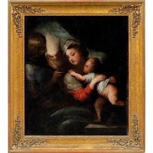 Pittore veneziano (inizi XVII secolo) - Madonna col Bambino, san Giorgio e san Nicola.