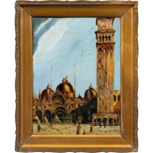 Pittore veneziano (fine XIX - inizi XX secolo) - Venezia, veduta di Piazza San Marco.