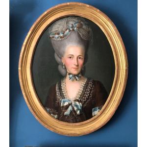 Johann  Wyrsch Attr. To, Portrait Of An Unknown Lady In A Chestnut Gown