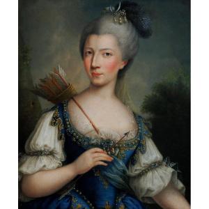 Panealbo Attr. – Maria Theresa, Countess Of Artois As Diana: Rare Rococo Iconography
