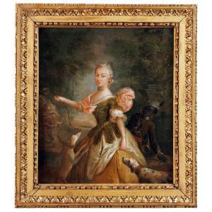 Antoines Pesne, Attrib. To Portrait Of Wilhelmine, Princess Of Prussia, As Diana