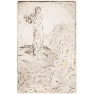 Tamino Playing The Magic Flute, Etching, Italian Or German School, Circa 1900