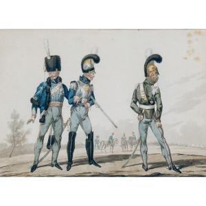 Noël-dieudonné Finart, Uniforms Of A Hussar, A Cuirassier And A Dragon