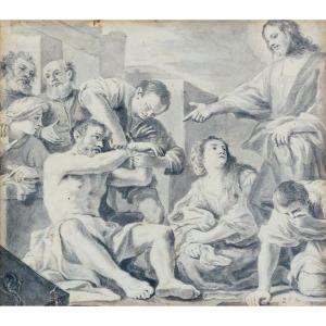 Neapolitan School 1700-1750, The Resurrection Of Lazarus (after Guercino, 1619)
