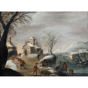 School Of Gillis Mostaert, Winter Landscape With A Swineherd ("the Prodigal Son")