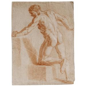 French School Circa 1750, Study Of A Male Nude