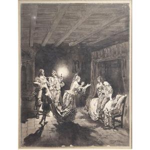 Adolphe Lalauze, Scene From Gil Blas: The Discovery In Doña Mencia’s Chamber