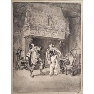 Adolphe Lalauze, Scene From Gil Blas: Lorenza Sephora Confronts Gil Blas
