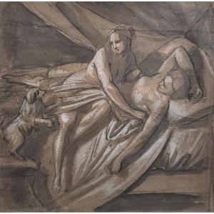 Italian Neoclassical School, Circa 1830, Sappho And Rhodope