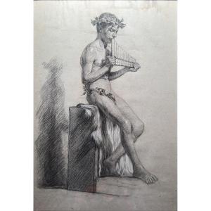Count Arnaldo Casella Tamburini, Jr. (attributed To), Young Man Playing The Pan Flute