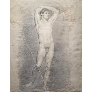 French Neoclassical School, Circa 1820, Academic Male Nude