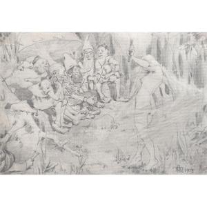 Anton Marussig, The Nymph And The Forest Dwarfs