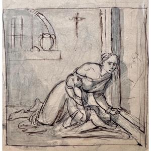 Italian School, Circa 1830 Mother And Child