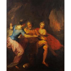 Dietrich Attr. – Monumental Baroque Lot And His Daughters, Dresden Rococo