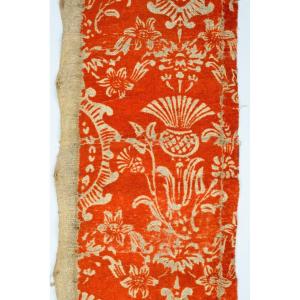 Rare Document D’une Toile Imprimée En Tontisse Corail - France Période Régence Circa 1720