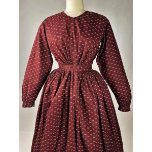 Artisan Dress In Indian Aubergine With Seedlings - Provence Circa 1860-1880