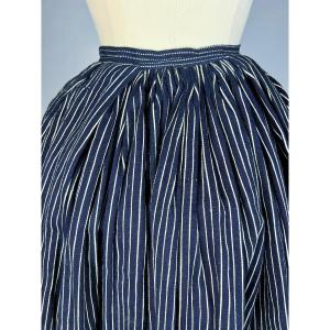 Indigo Siamese Work Skirt - Vendée Or South West France 19th Century