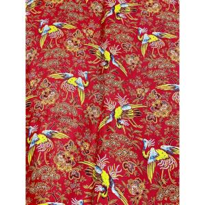 An Adrianople Red Indian Printed With Crested Cranes - Alsace Or England Circa 1880