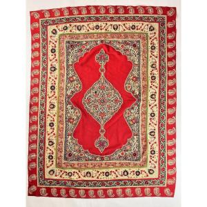 Rachti Douzi - Tapestry In Wool Felt And Embroidery - Persian Kadjar Circa 1860