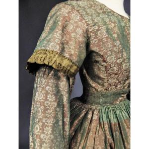 Dress In Changing Silk And Indian Fashion - France Circa 1845/1855