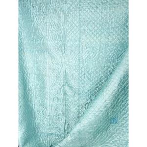 Quilted Quilt In Pastel Blue Taffeta And Buckram - Occitanie Louis XV Period Circa 1750