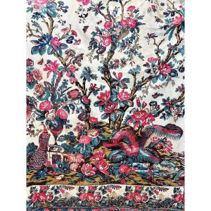 Mezzaro With Palm Trees, Printed Cotton Wall Hanging - Genoa, Italy Circa 1840
