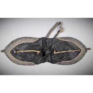 Art Deco Taffeta And Marcasite Bead Reticule Circa 1925