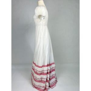 Embroidered Cotton Net Summer Day Dress - France Circa 1815/1820